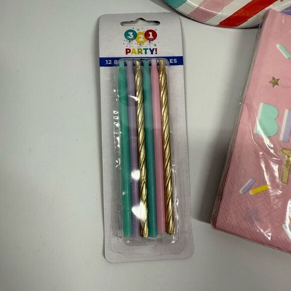 D37.  Party Decorations- 6p party supplies plates napkins candles - Picture 2 of 5